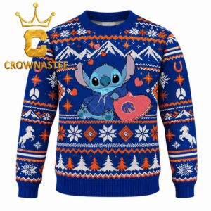 Boise State Broncos Stitch Hugging Big Heart Christmas Ugly Sweater