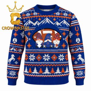 Boise State Broncos Three Gnome Football Christmas Ugly Sweater
