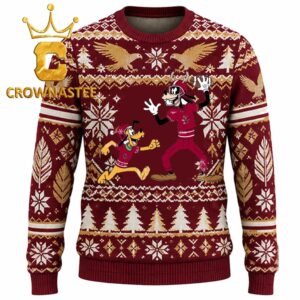 Boston College Eagles Goofy & Pluto Football Christmas Ugly Sweater