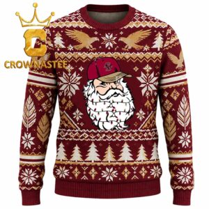 Boston College Eagles Santa Claus Face Christmas Ugly Sweater