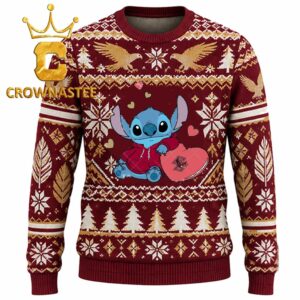 Boston College Eagles Stitch Hugging Big Heart Christmas Ugly Sweater