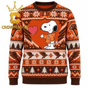 Bowling Green Falcons Snoopy With Heart Christmas Ugly Sweater