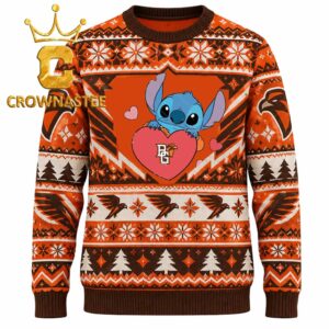 Bowling Green Falcons Stitch Hugging Heart Christmas Ugly Sweater