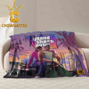 GTA VI 6 Grand Theft Auto 2026 Cover Art Fleece Woven Blanket Tapestry