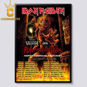 Iron Maiden 2027 North American Tour Dates Run For Your Life Home Decor Poster Canvas
