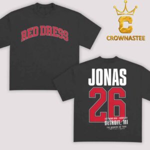 Jonas Brothers Detroit MI 2026 Tour Little October 25th Red Dress Two Sided T-Shirt