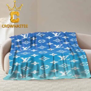 Louis Vuitton Blue Monogram Pattern Fleece Woven Blanket Tapestry