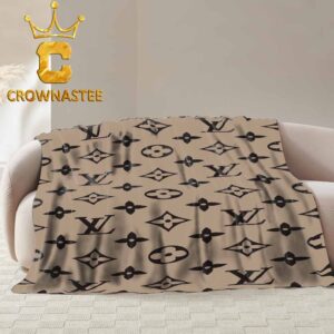 Louis Vuitton Brown Monogram Luxury Pattern Fleece Woven Blanket Tapestry