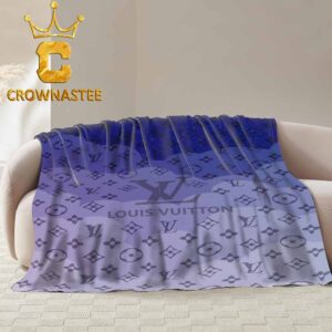 Louis Vuitton Monogram Blue Pattern Fleece Woven Blanket Tapestry