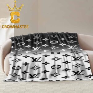 Louis Vuitton Monogram Luxury Black White Pattern Hooded Fleece Woven Blanket Tapestry