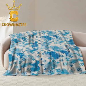 Louis Vuitton Monogram Luxury Pattern Blue Sky Fleece Woven Blanket Tapestry