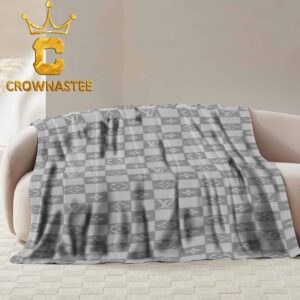 Louis Vuitton Monogram Luxury Pattern White Grey Hooded Fleece Woven Blanket Tapestry