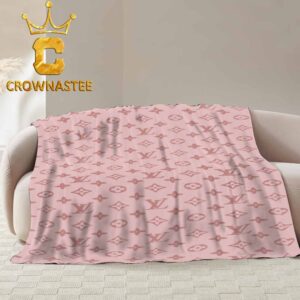 Louis Vuitton Pink Monogram Luxury Pattern Hooded Fleece Woven Blanket Tapestry