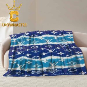 Louis Vuitton Monogram Luxury Blue Navy Pattern Fleece Woven Blanket Tapestry