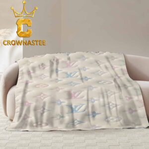 Louis Vuitton White Luxury Pattern Fleece Woven Blanket Tapestry