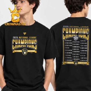 MLB Milwaukee Brewers 2026 National League Champions Roster Two Sided T-Shirt