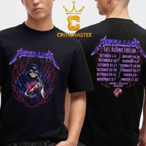 Metallica Life Burns Faster Sphere Las Vegas 2026 2027 Two Sided T-Shirt