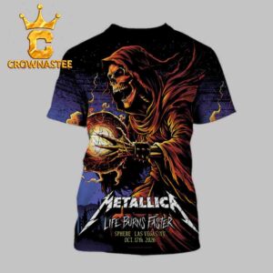Metallica Life Burns Faster Sphere Las Vegas NV Oct 17th 2026 All Over Print T-Shirt