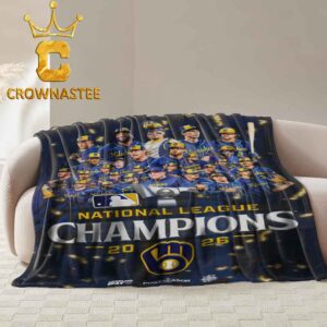 Milwaukee Brewers 2026 National League Champions MLB Hooded Fleece Woven Blanket Tapestry