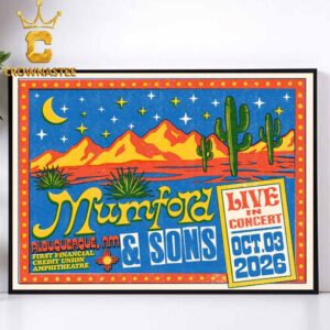 Mumford  & Son Albuquerque NM Firts Financial Credit Union Amphitheatre Live In Concert Oct 3rd 2026 Home Decor Poster Canvas