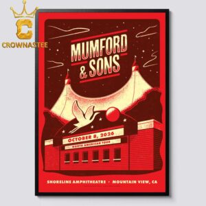 Mumford & Son October 8th 2026 North American Tour Shoreline Amphitheatre Home Decor Poster Canvas