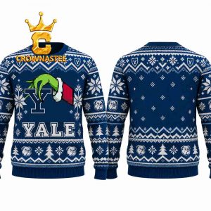 Yale Bulldogs Grinch Hand Stolen Logo Christmas Ugly Sweater