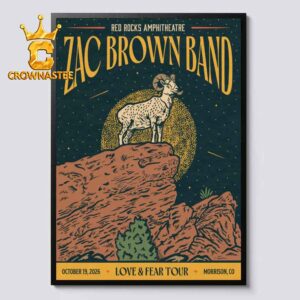 Zac Brown Band Red Rocks Amphitheatre Love & Fear Tour October 19th 2026 Morrison CO Home Decor Poster Canvas