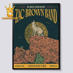 Zac Brown Band Red Rocks Amphitheatre October 19th 2026 Love & Fear Tour Morrison CO Home Decor Poster Canvas